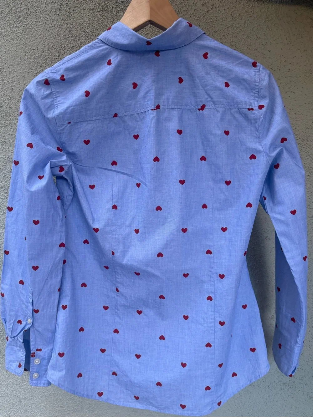 J. Crew Light Blue Heart Print Button-Down Shirt Women’s Size XS NWOT Date Night